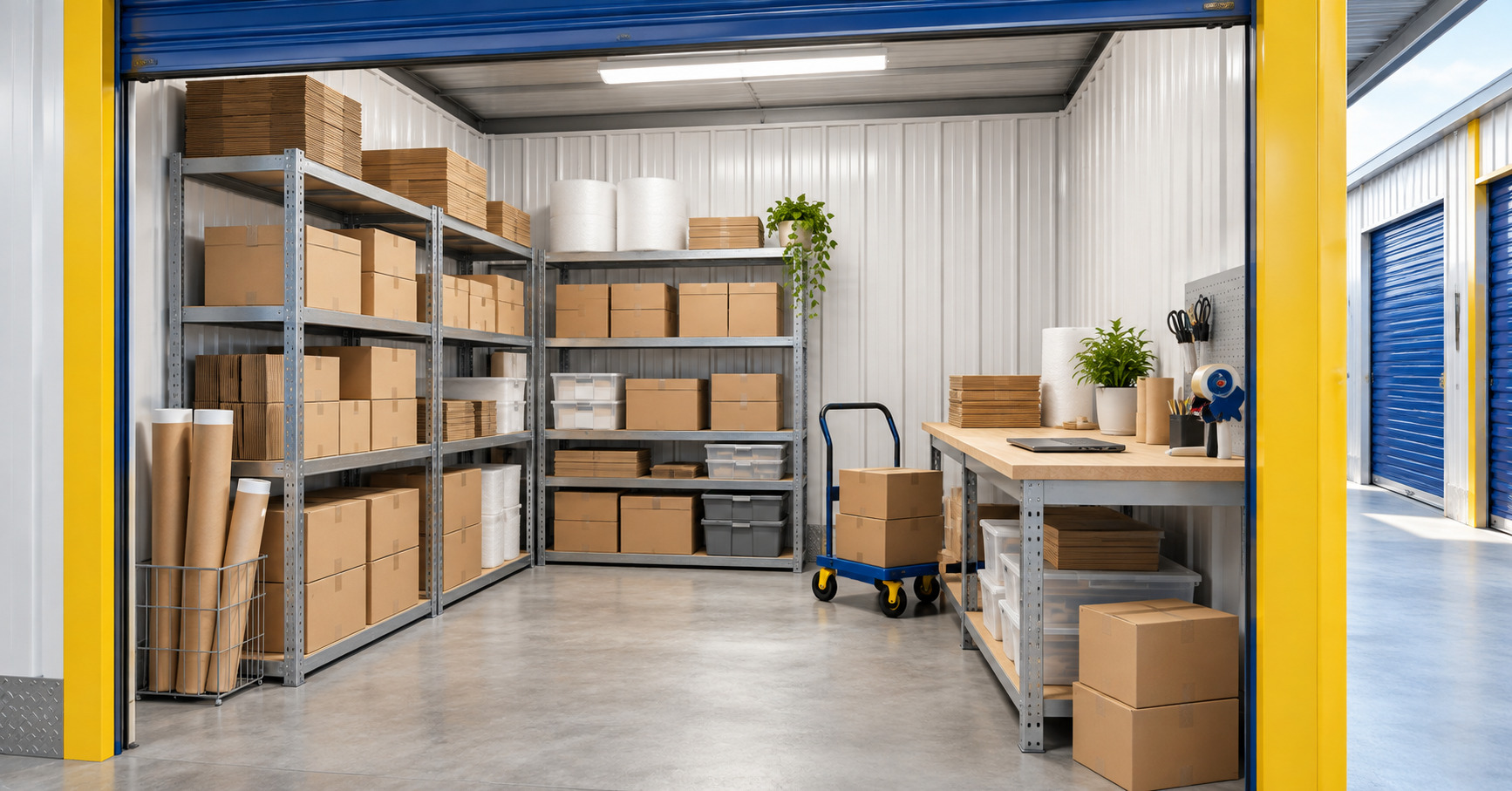 Organised e-commerce inventory stored in a secure storage unit in Perth