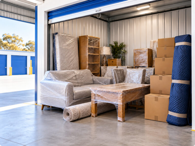Furniture safely packed for storage during a home renovation in Perth
