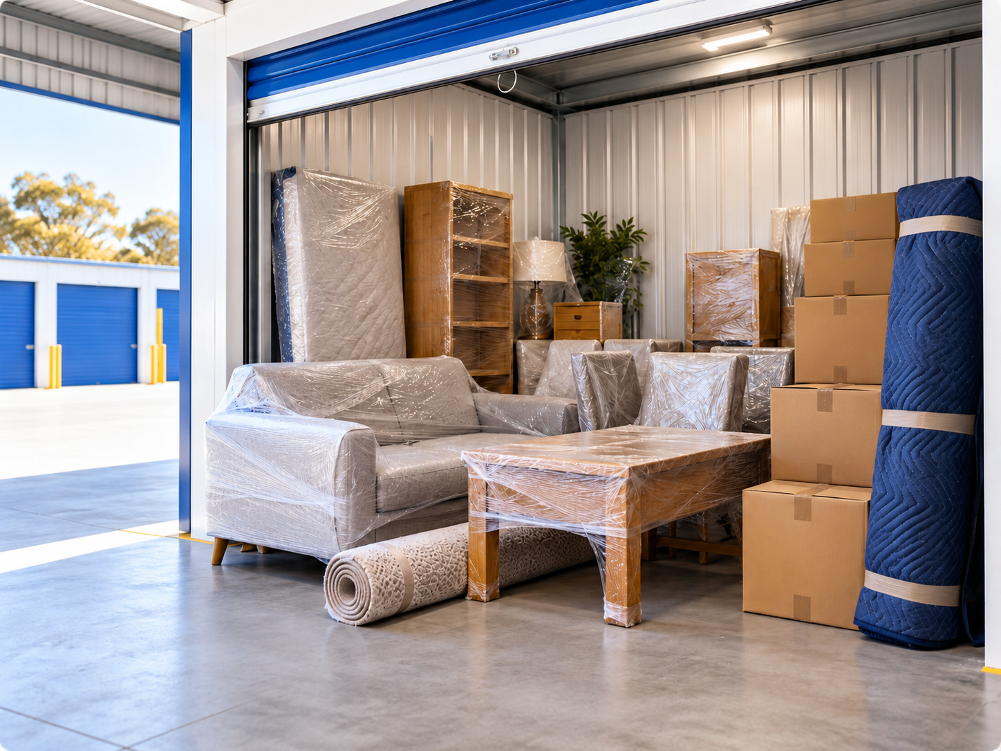 Furniture safely packed for storage during a home renovation in Perth